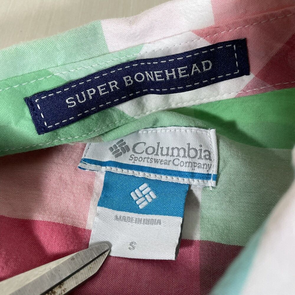 Womens Columbia PFG Super Bonehead Dress Size Small Plaid Tie - Picture 6 of 13